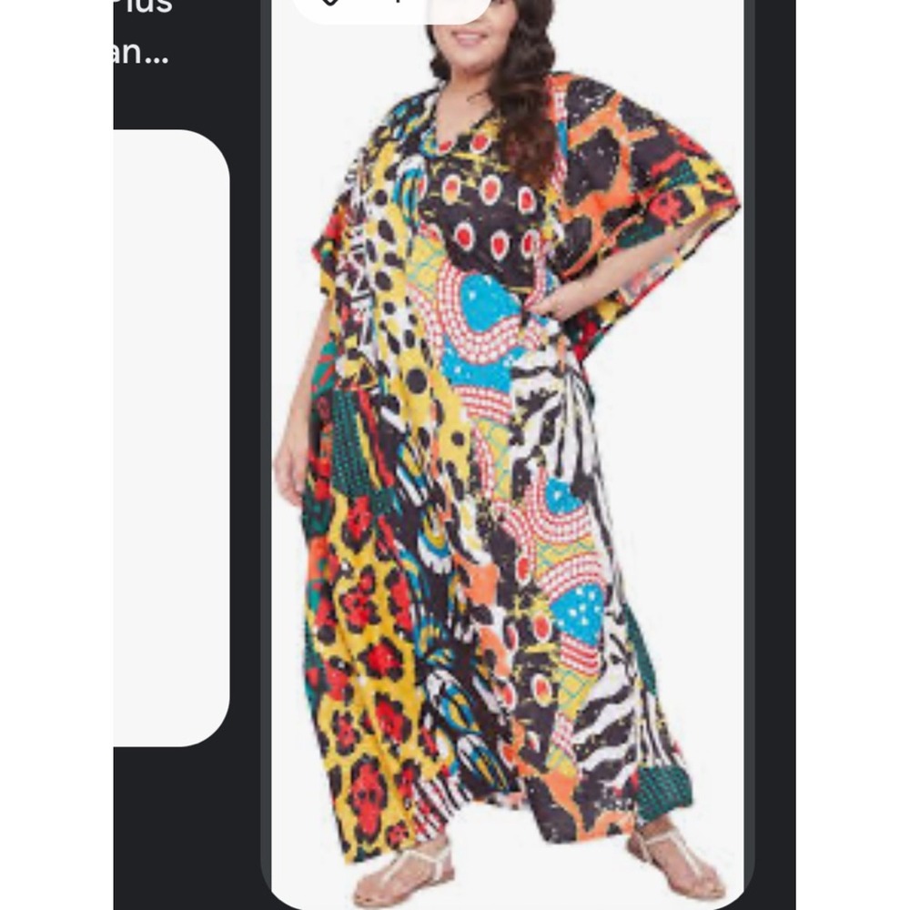 Sante Women Maxi Kaftan MuMu Resort Multi Print Sequin Cruise Maximalist Lounge - Picture 11 of 12